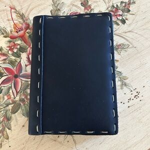 Black Leather Photo Album with White Stitching
